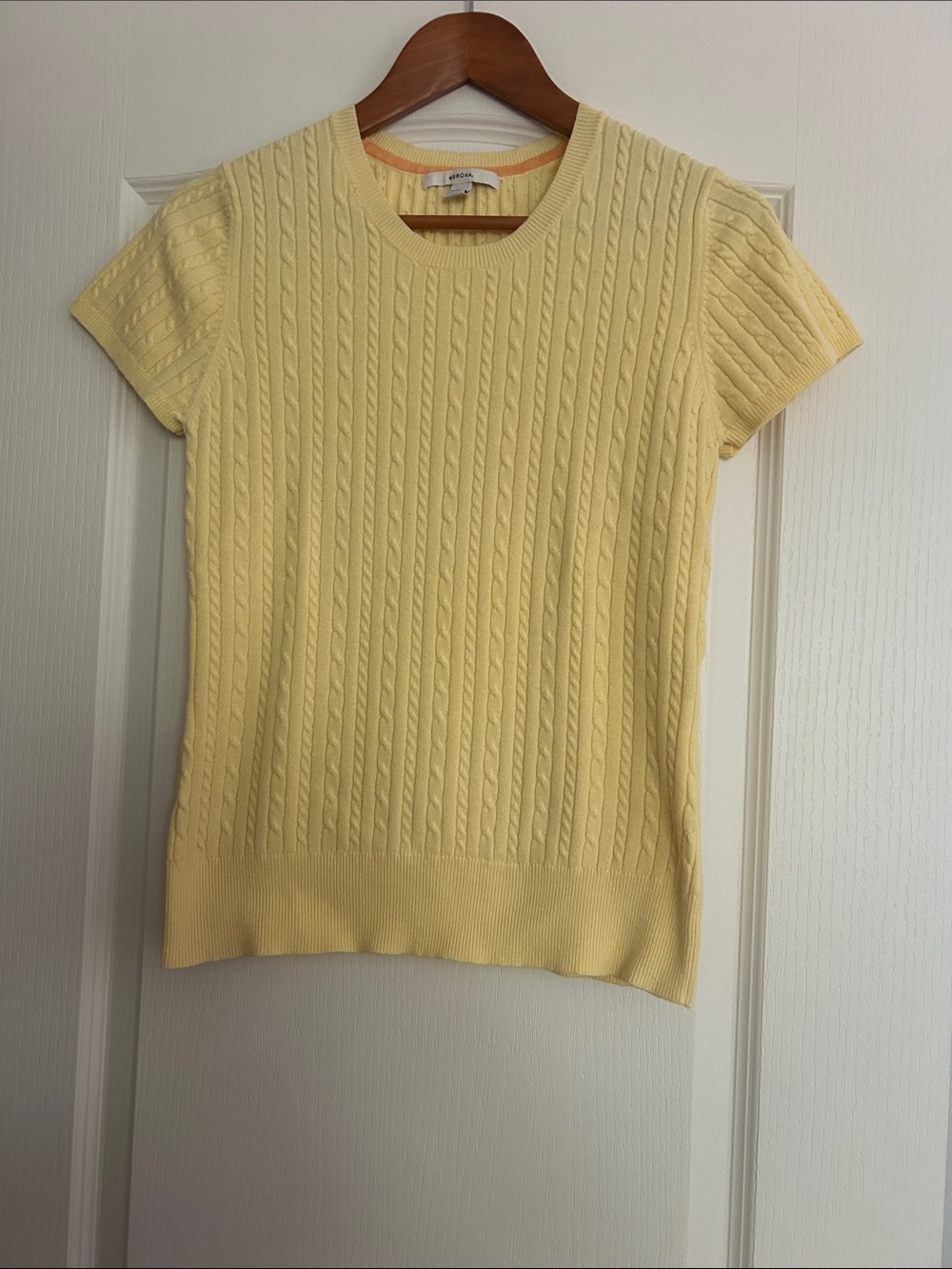 Merona Yellow Cable Knit Short Sleeve Sweater